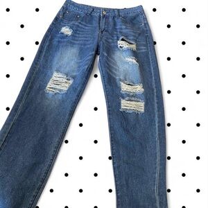 Distressed Blue Jeans